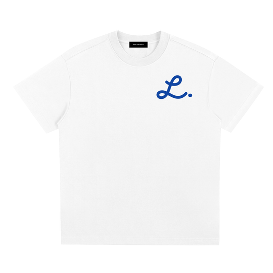 white Initial T-Shirt - Royal Blue